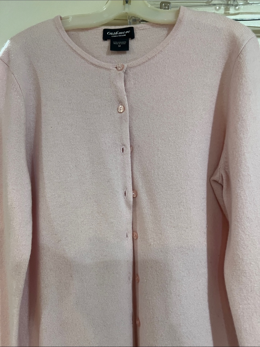 Lord & Taylor Pale Pink Cashmere Button Cardigan